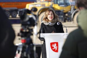 Natalia Chueca en el inicio de las obras del CDM Sur en Valdespartera